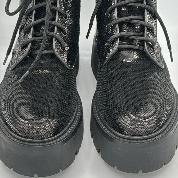 New Celine BULKY Sequined Strap-Up Combat Boot Size 39 US Size 9 - Picture 3 of 12